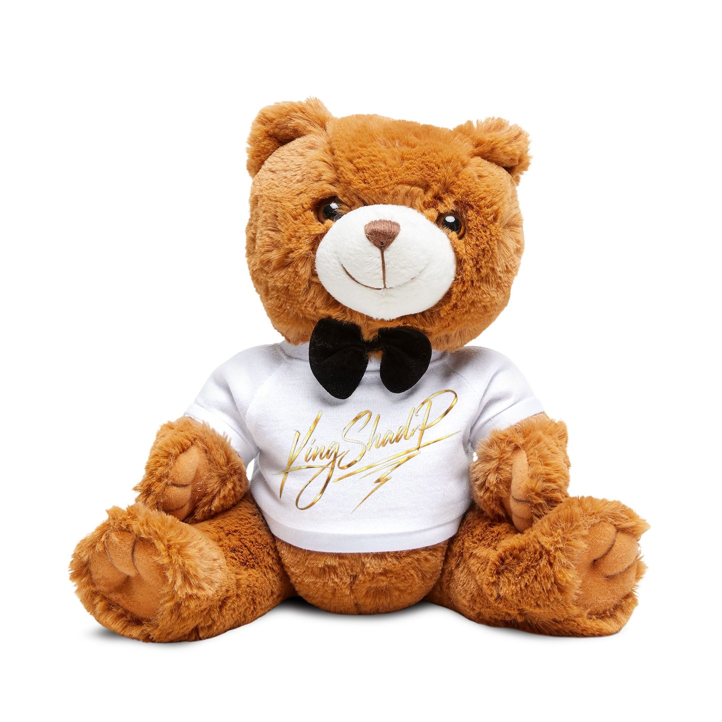 Plush Teddy Bear with Bow Tie & Custom T‑Shirt — Cute Gift for Kids & Couples