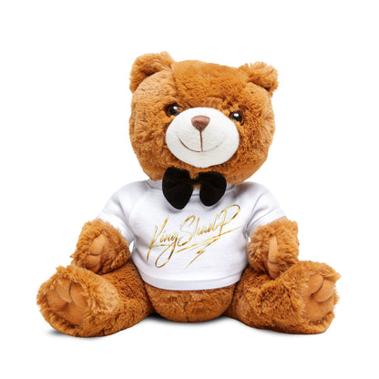 Plush Teddy Bear with Bow Tie & Custom T‑Shirt — Cute Gift for Kids & Couples