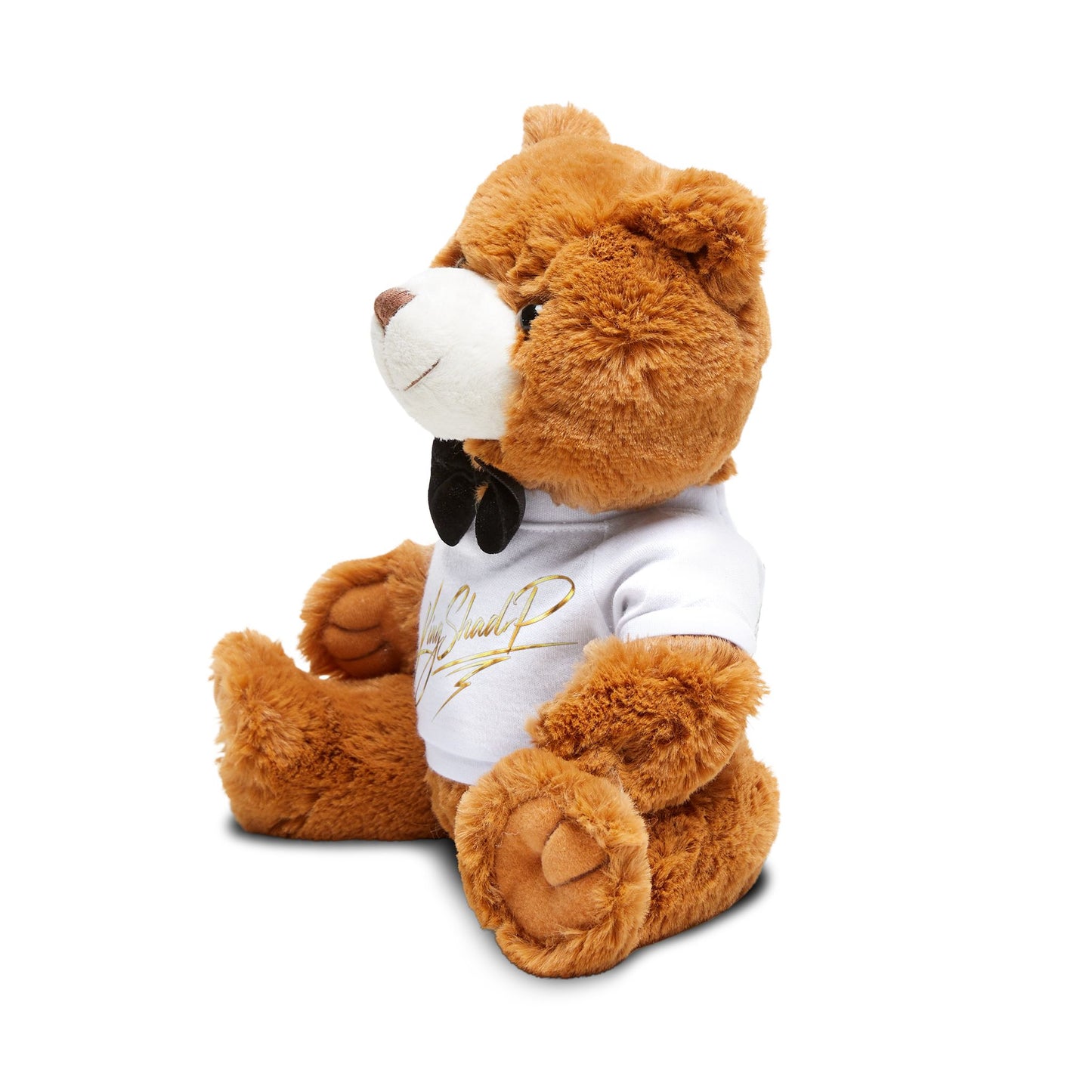 Plush Teddy Bear with Bow Tie & Custom T‑Shirt — Cute Gift for Kids & Couples