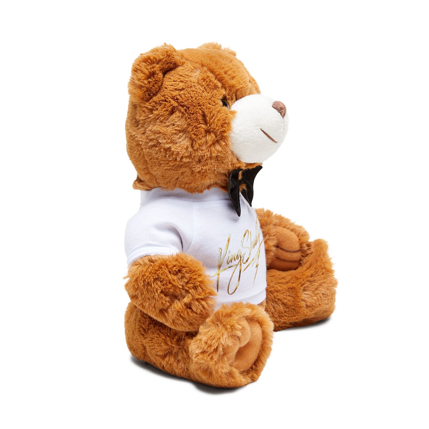 Plush Teddy Bear with Bow Tie & Custom T‑Shirt — Cute Gift for Kids & Couples